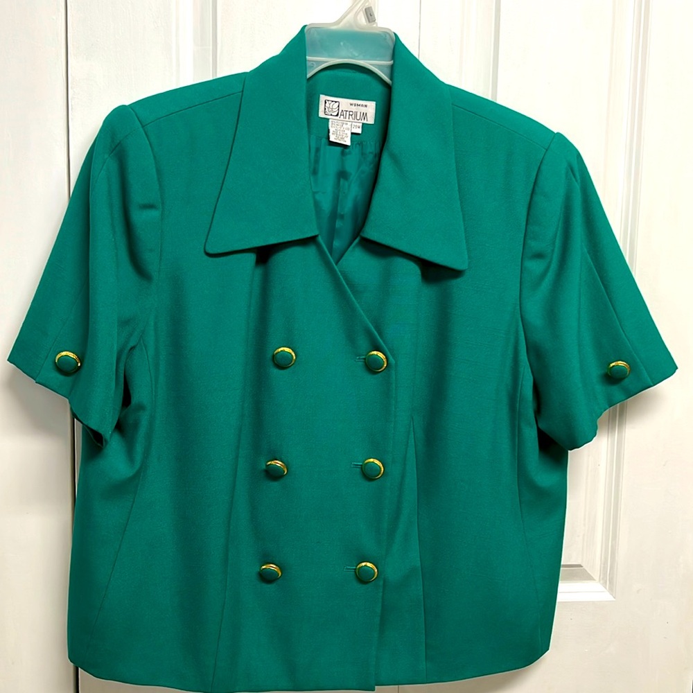 Vintage Atrium Green Short Sleeve Blazer Top Size 20W Plus Size
